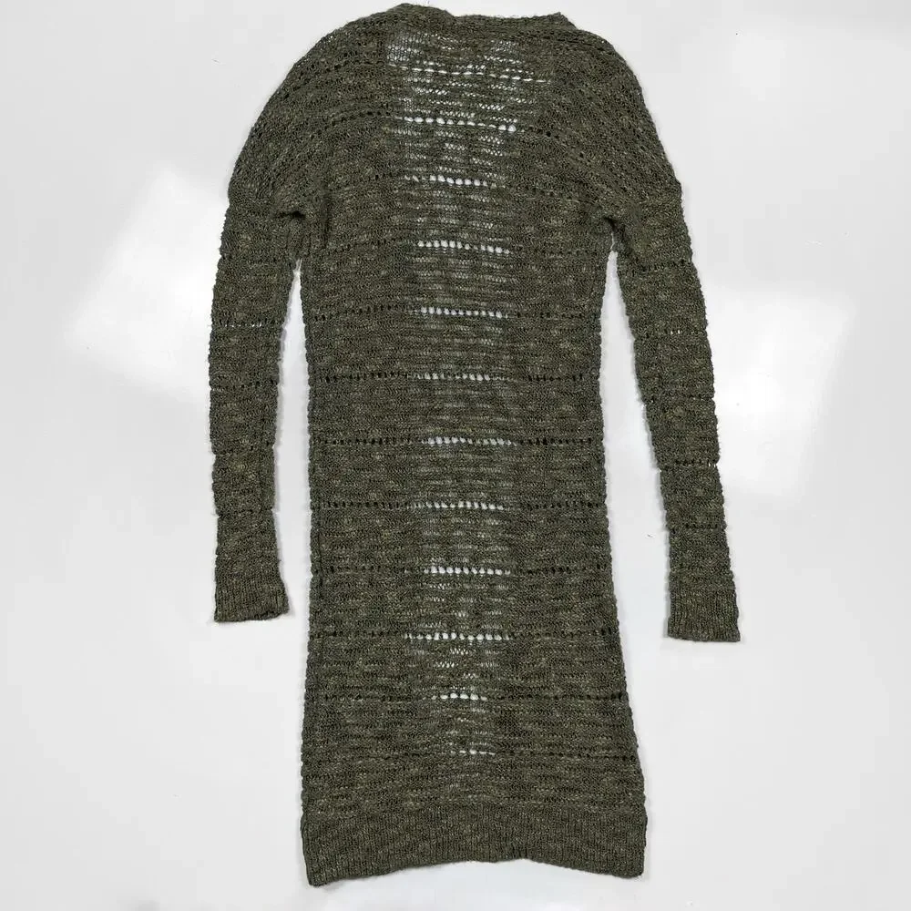 Mossimo Supply Co. Open Knit Long Cardigan Maxi Sweater Green Small